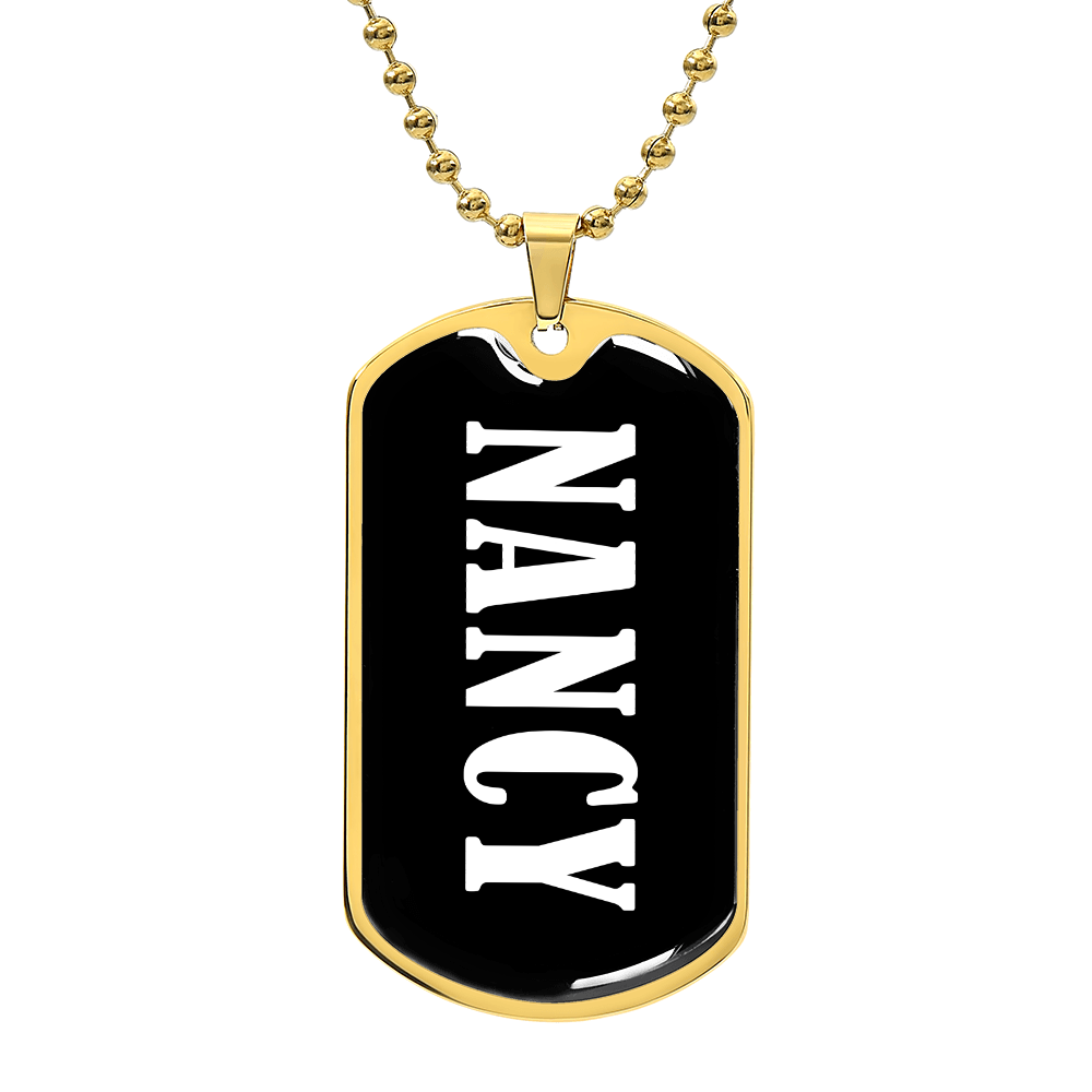 Nancy v01w - 18k Gold Finished Luxury Dog Tag Necklace