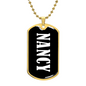 Nancy v01w - 18k Gold Finished Luxury Dog Tag Necklace