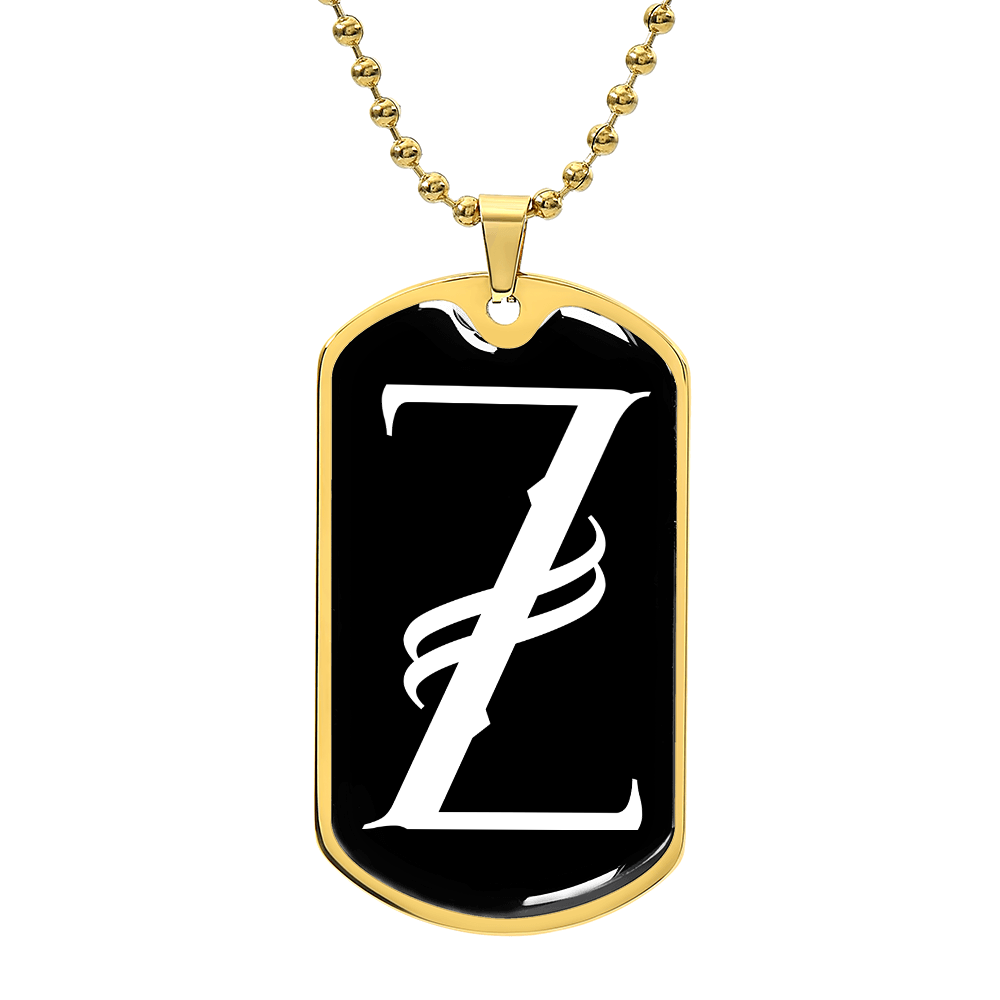 Initial Z v001-33 - 18k Gold Finished Luxury Dog Tag Necklace