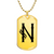 Initial N v001-31 - 18k Gold Finished Luxury Dog Tag Necklace