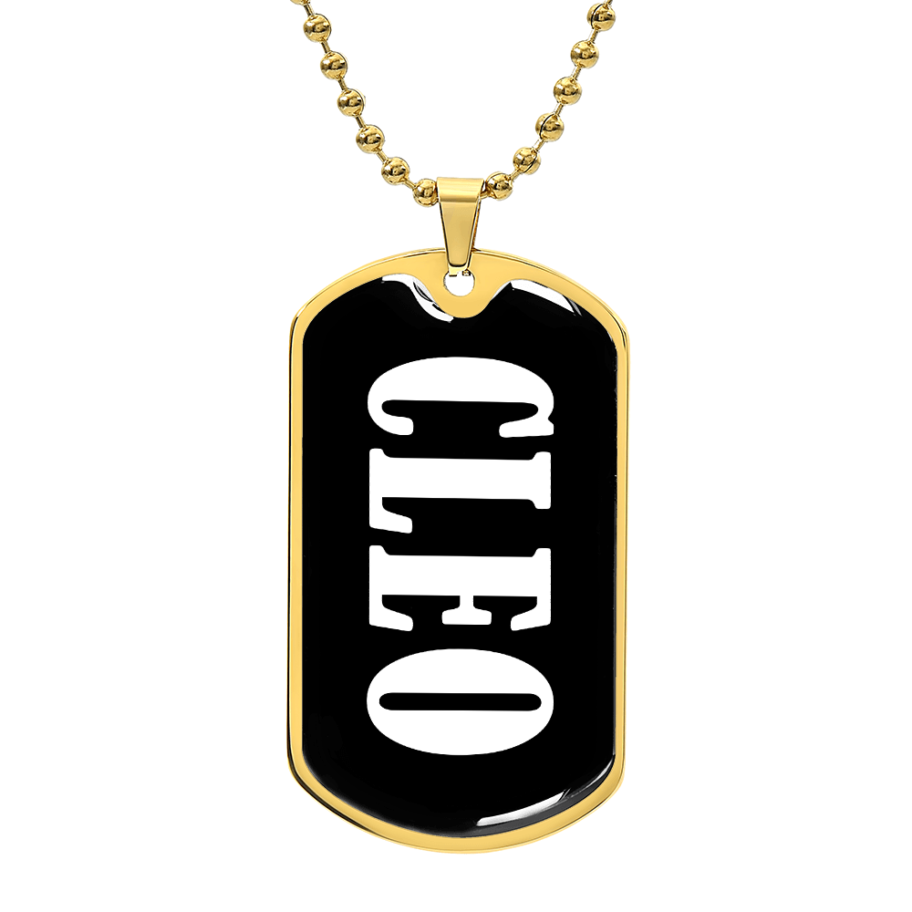 Cleo v03 - 18k Gold Finished Luxury Dog Tag Necklace