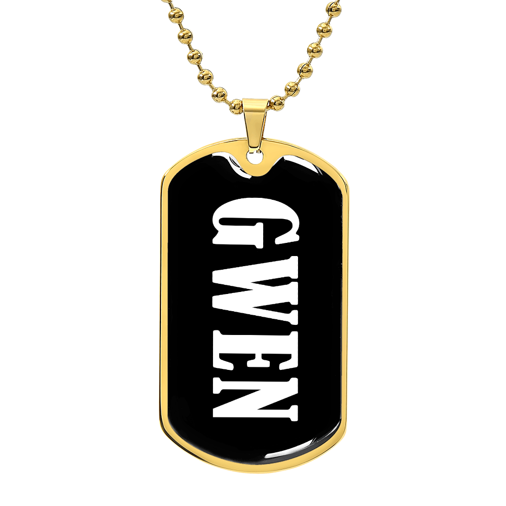 Gwen v03 - 18k Gold Finished Luxury Dog Tag Necklace