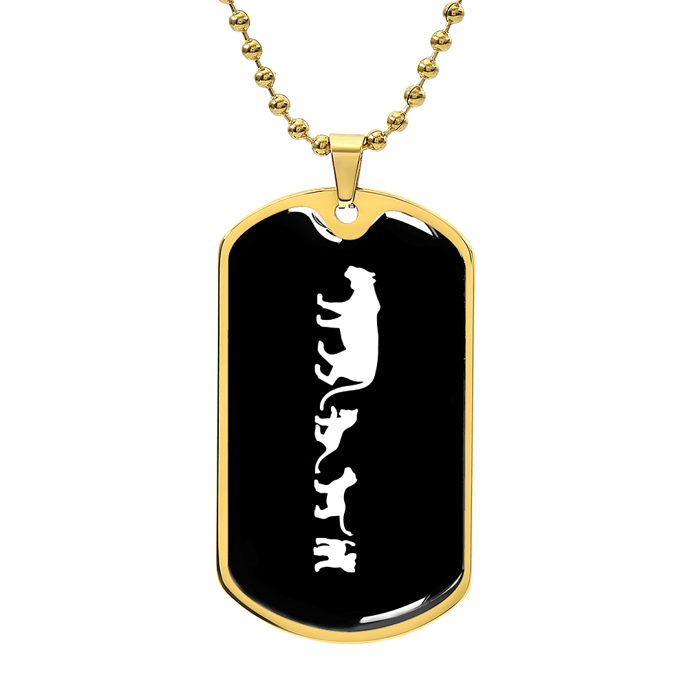 Mama Lioness With 3 Cubs v3 - 18k Gold Finished Luxury Dog Tag Necklace