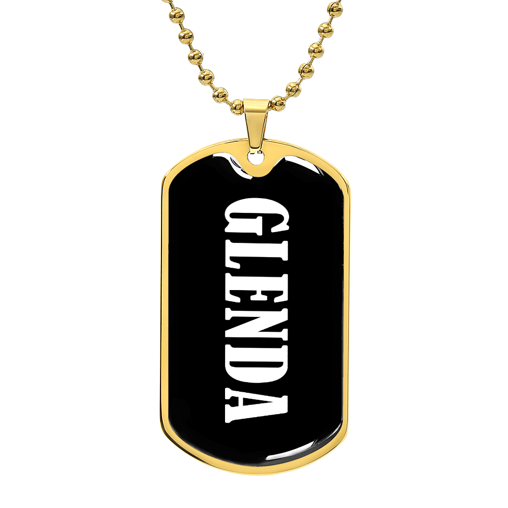 Glenda v01w - 18k Gold Finished Luxury Dog Tag Necklace