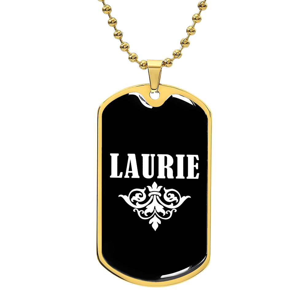 Laurie v03a - 18k Gold Finished Luxury Dog Tag Necklace