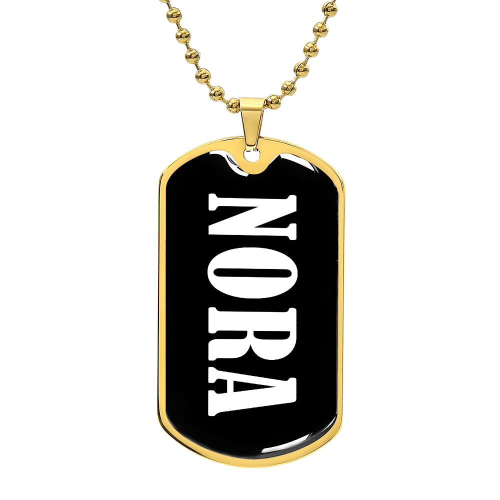 Nora v01w - 18k Gold Finished Luxury Dog Tag Necklace