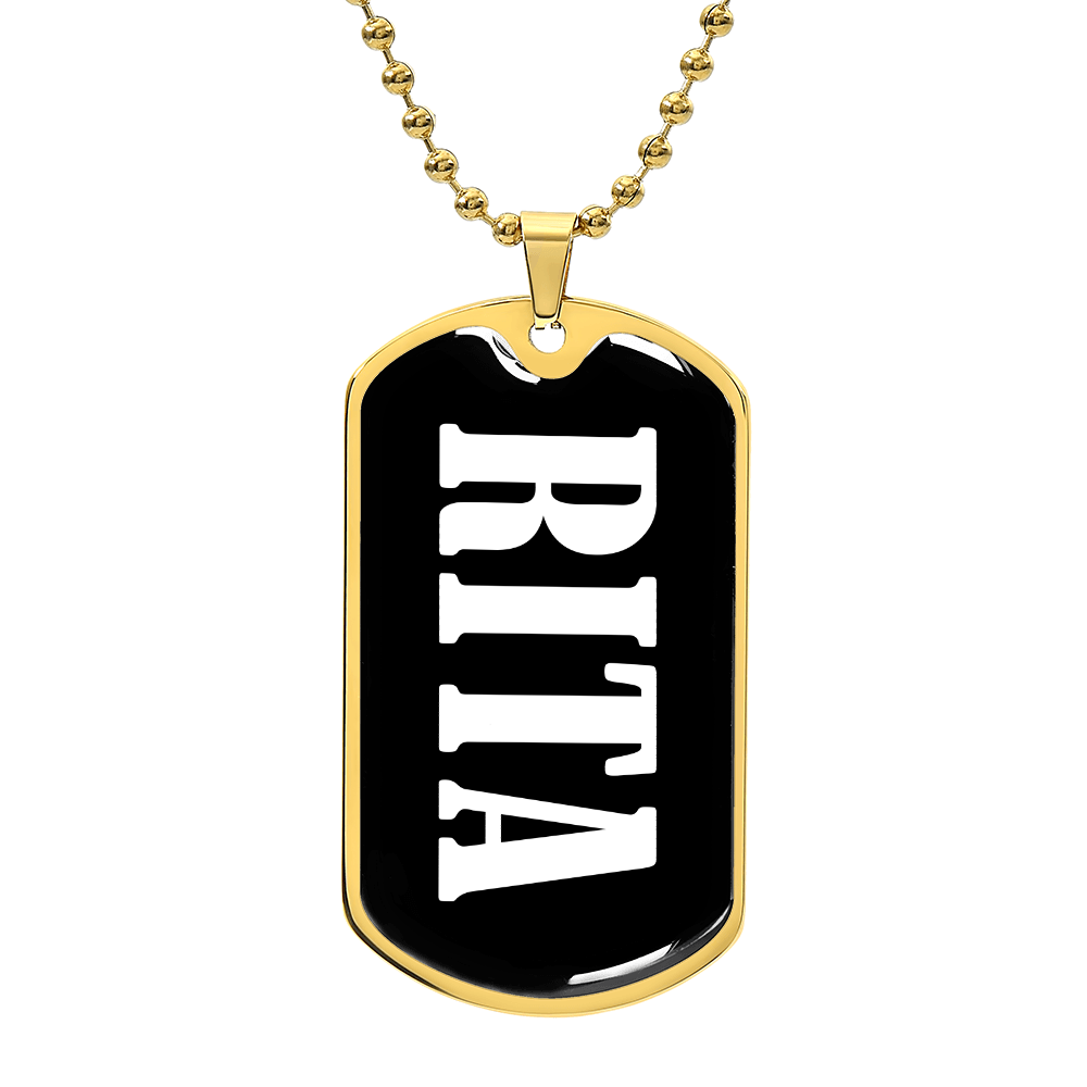 Rita v01w - 18k Gold Finished Luxury Dog Tag Necklace