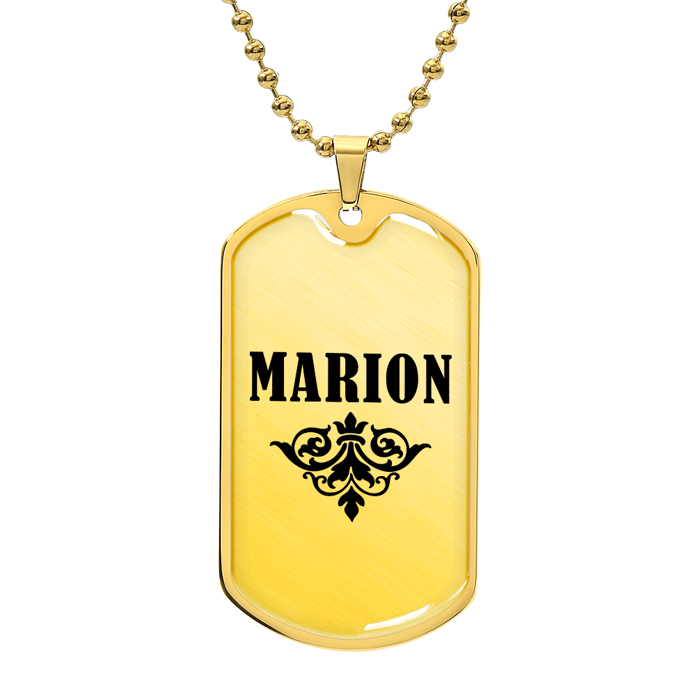 Marion v01a - 18k Gold Finished Luxury Dog Tag Necklace