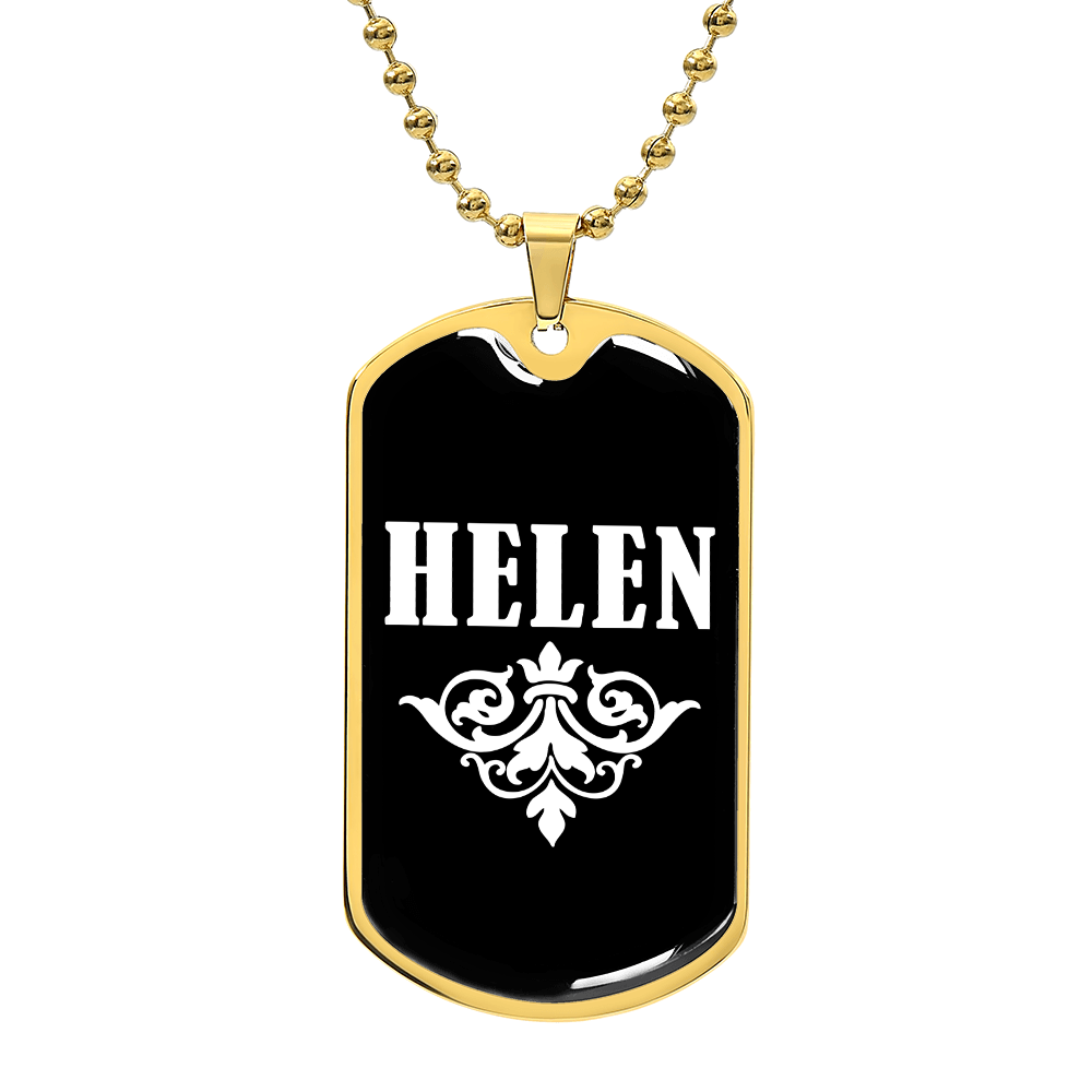 Helen v03a - 18k Gold Finished Luxury Dog Tag Necklace