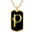 Initial P v001-32 - 18k Gold Finished Luxury Dog Tag Necklace