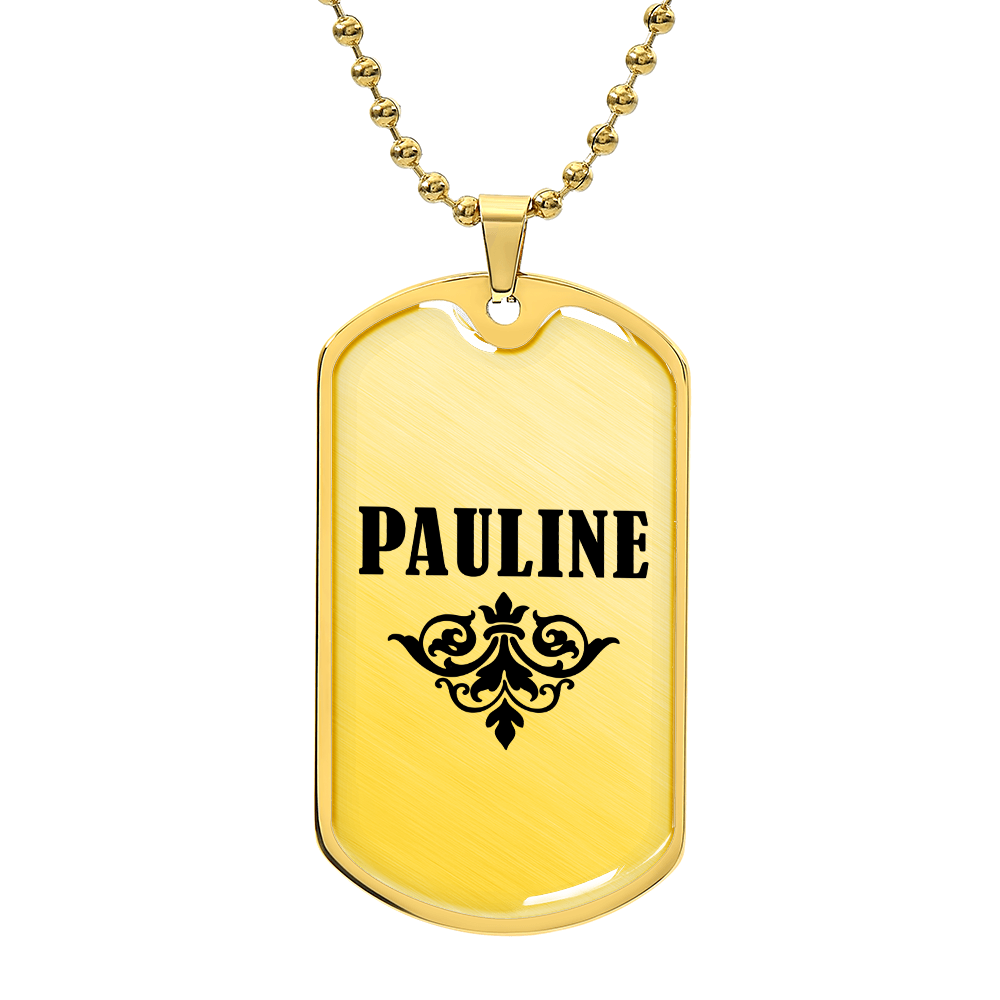 Pauline v01a - 18k Gold Finished Luxury Dog Tag Necklace