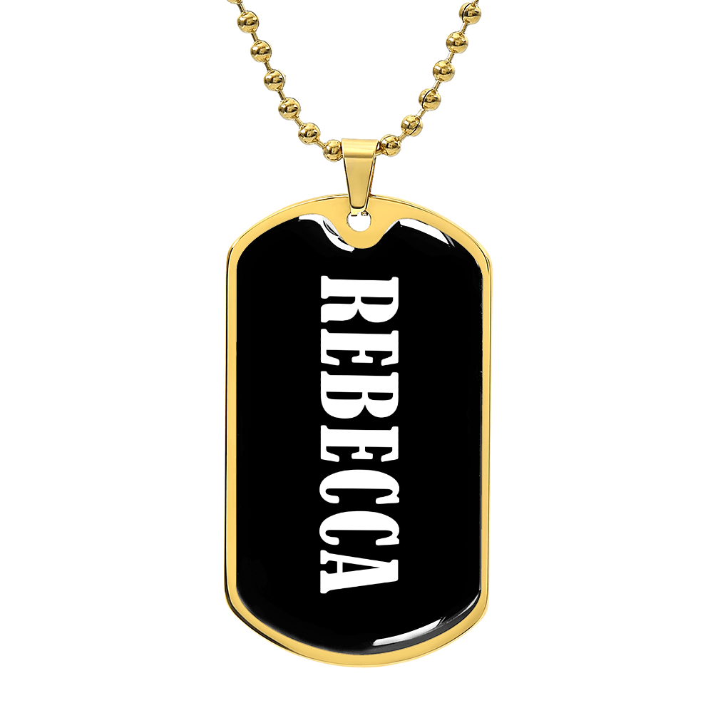 Rebecca v01w - 18k Gold Finished Luxury Dog Tag Necklace