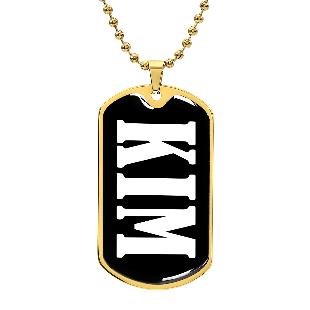 Kim v01w - 18k Gold Finished Luxury Dog Tag Necklace