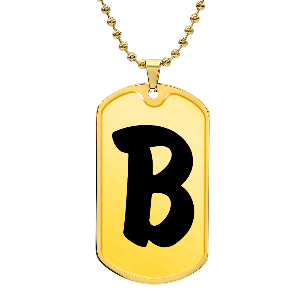 Initial B v1b - 18k Gold Finished Luxury Dog Tag Necklace