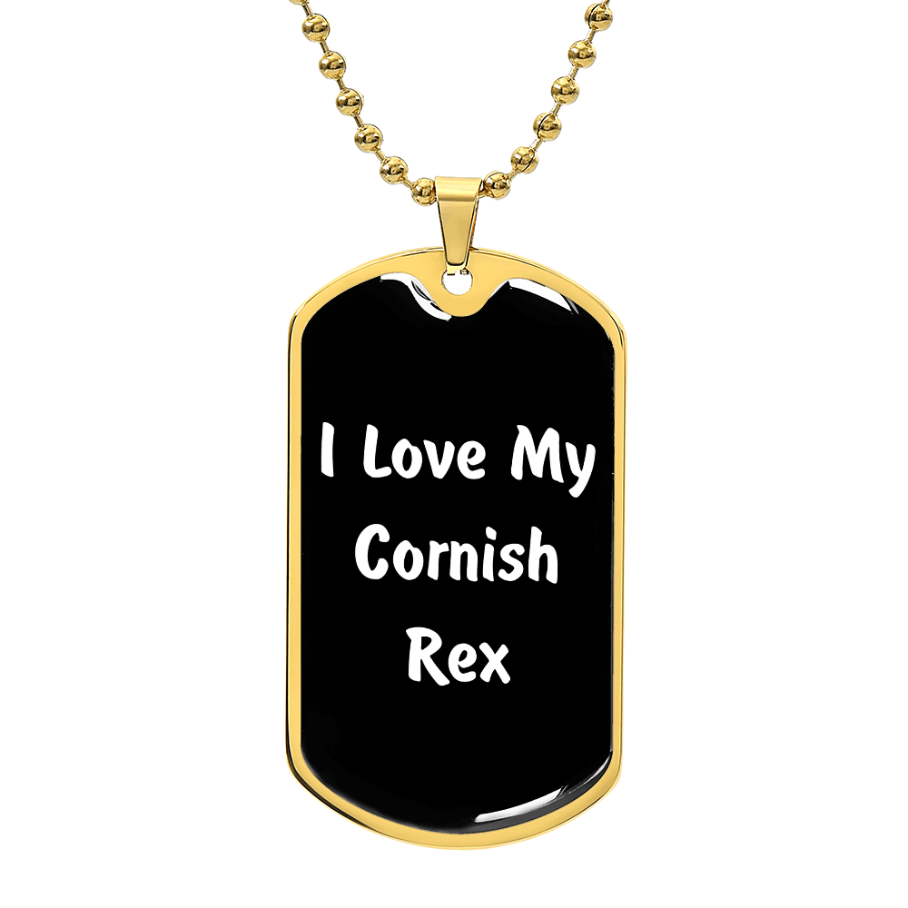 Love My Cornish Rex v3 - 18k Gold Finished Luxury Dog Tag Necklace
