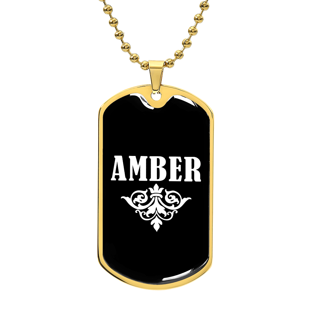 Amber v03a - 18k Gold Finished Luxury Dog Tag Necklace