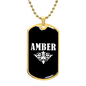 Amber v03a - 18k Gold Finished Luxury Dog Tag Necklace