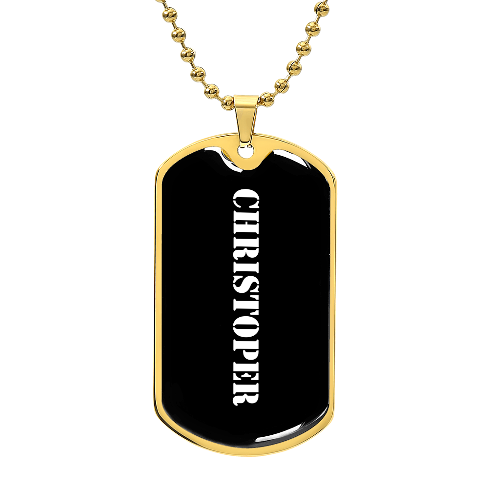 Christoper v3 - 18k Gold Finished Luxury Dog Tag Necklace