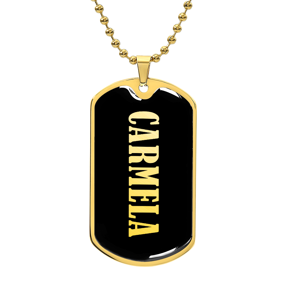Carmela v02 - 18k Gold Finished Luxury Dog Tag Necklace