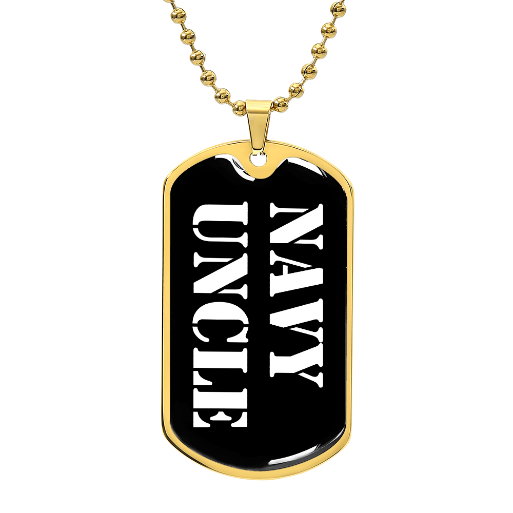 Navy Uncle v3 - 18k Gold Finished Luxury Dog Tag Necklace