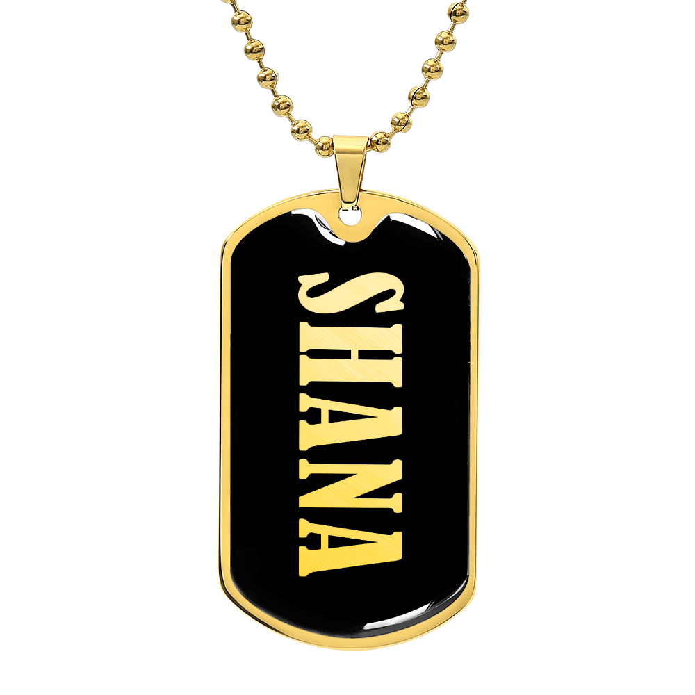 Shana v02 - 18k Gold Finished Luxury Dog Tag Necklace