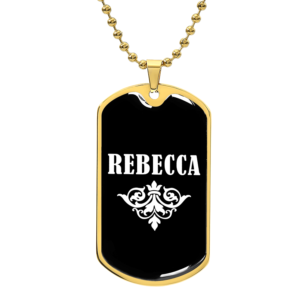Rebecca v03a - 18k Gold Finished Luxury Dog Tag Necklace
