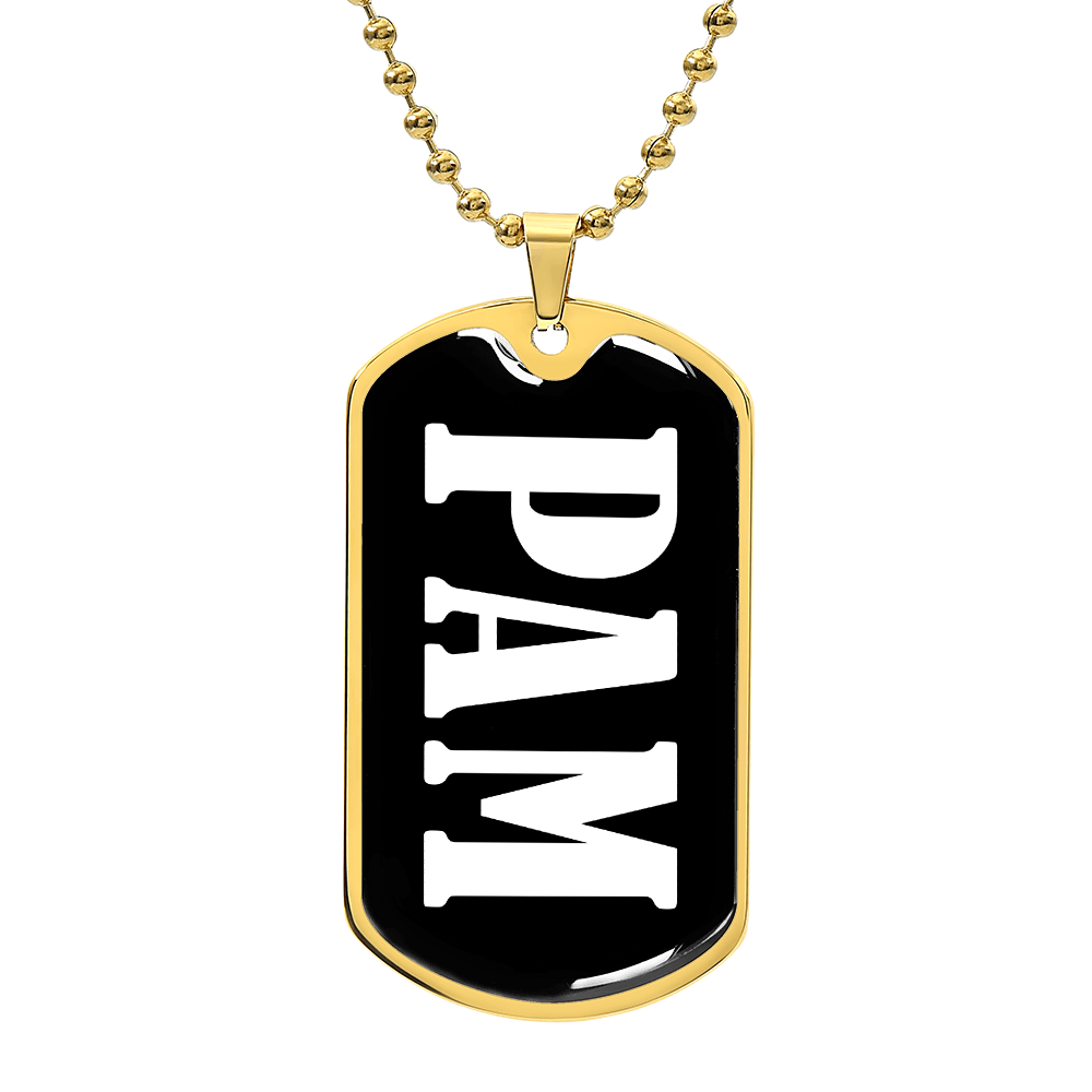 Pam v01w - 18k Gold Finished Luxury Dog Tag Necklace
