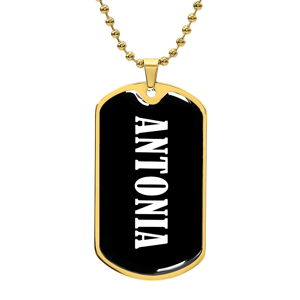 Antonia v03 - 18k Gold Finished Luxury Dog Tag Necklace
