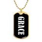 Grace v01w - 18k Gold Finished Luxury Dog Tag Necklace