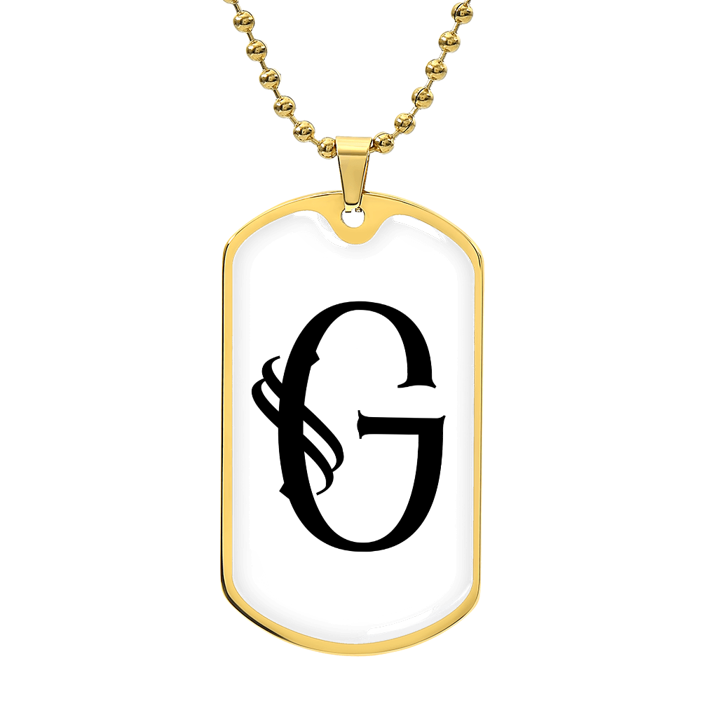 Initial G v001-34 - 18k Gold Finished Luxury Dog Tag Necklace