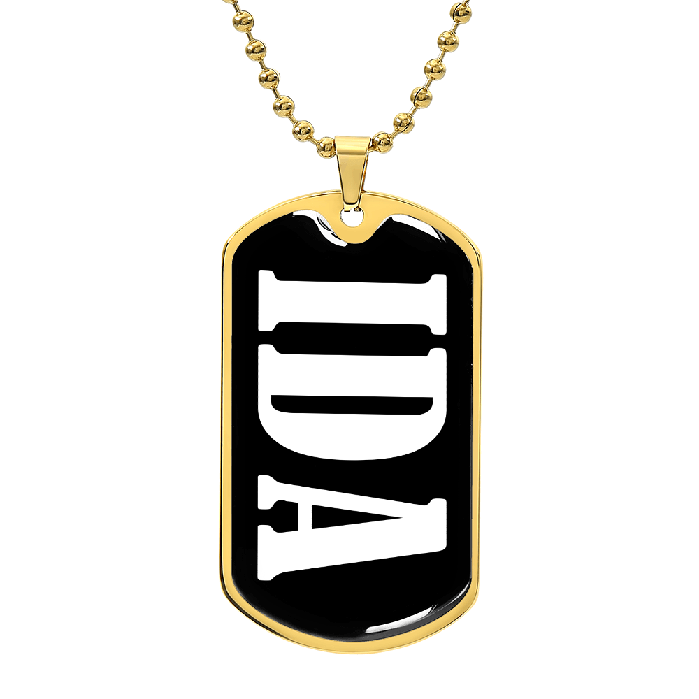 Ida v01w - 18k Gold Finished Luxury Dog Tag Necklace