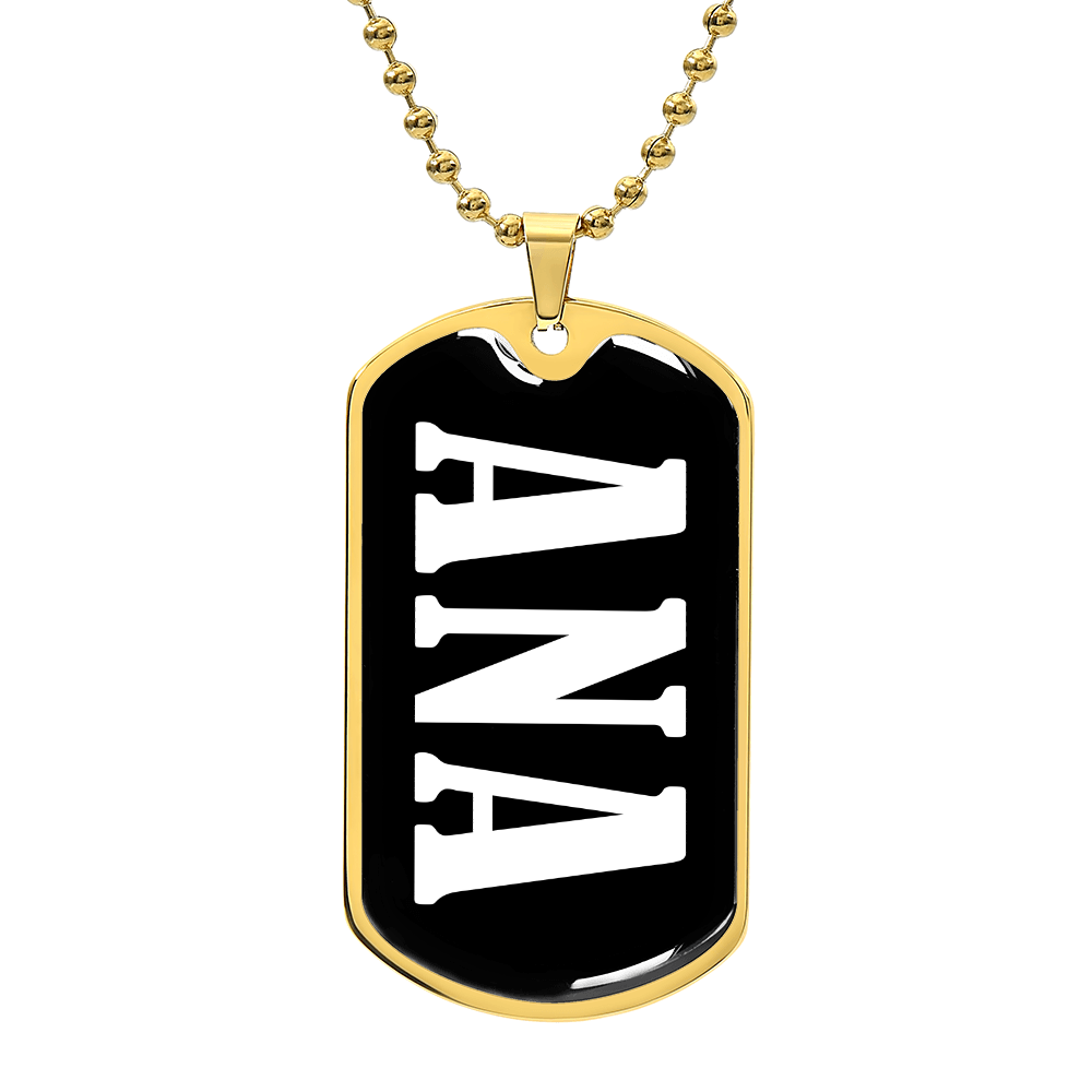 Ana v01w - 18k Gold Finished Luxury Dog Tag Necklace