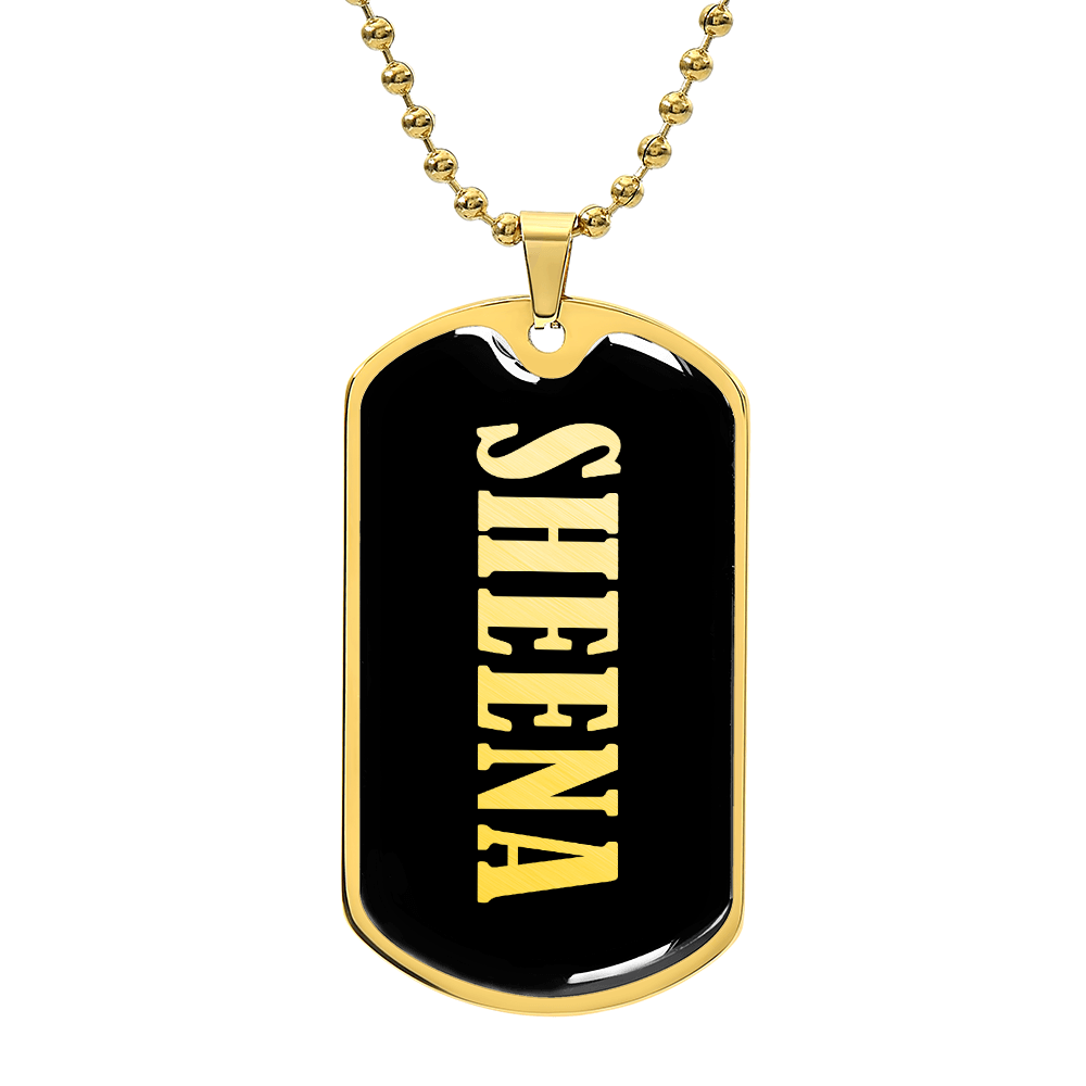 Sheena v02 - 18k Gold Finished Luxury Dog Tag Necklace