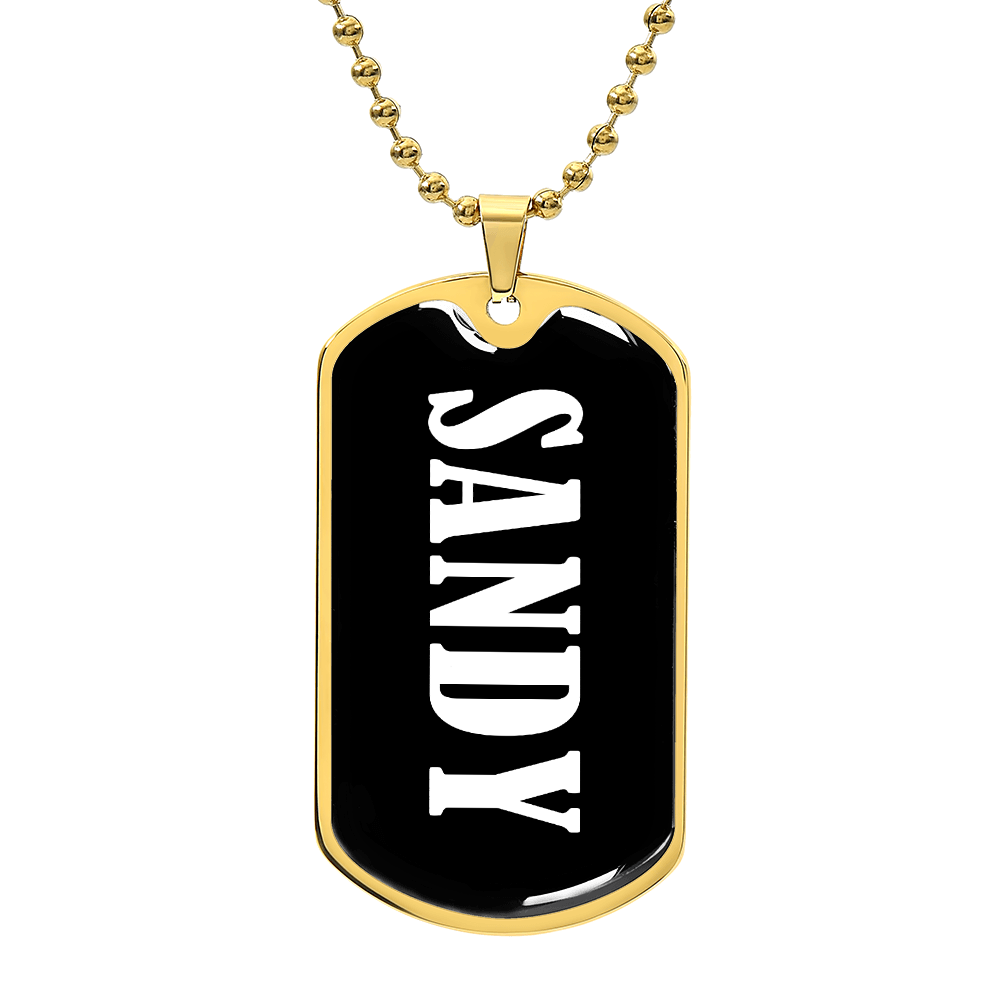 Sandy v01w - 18k Gold Finished Luxury Dog Tag Necklace
