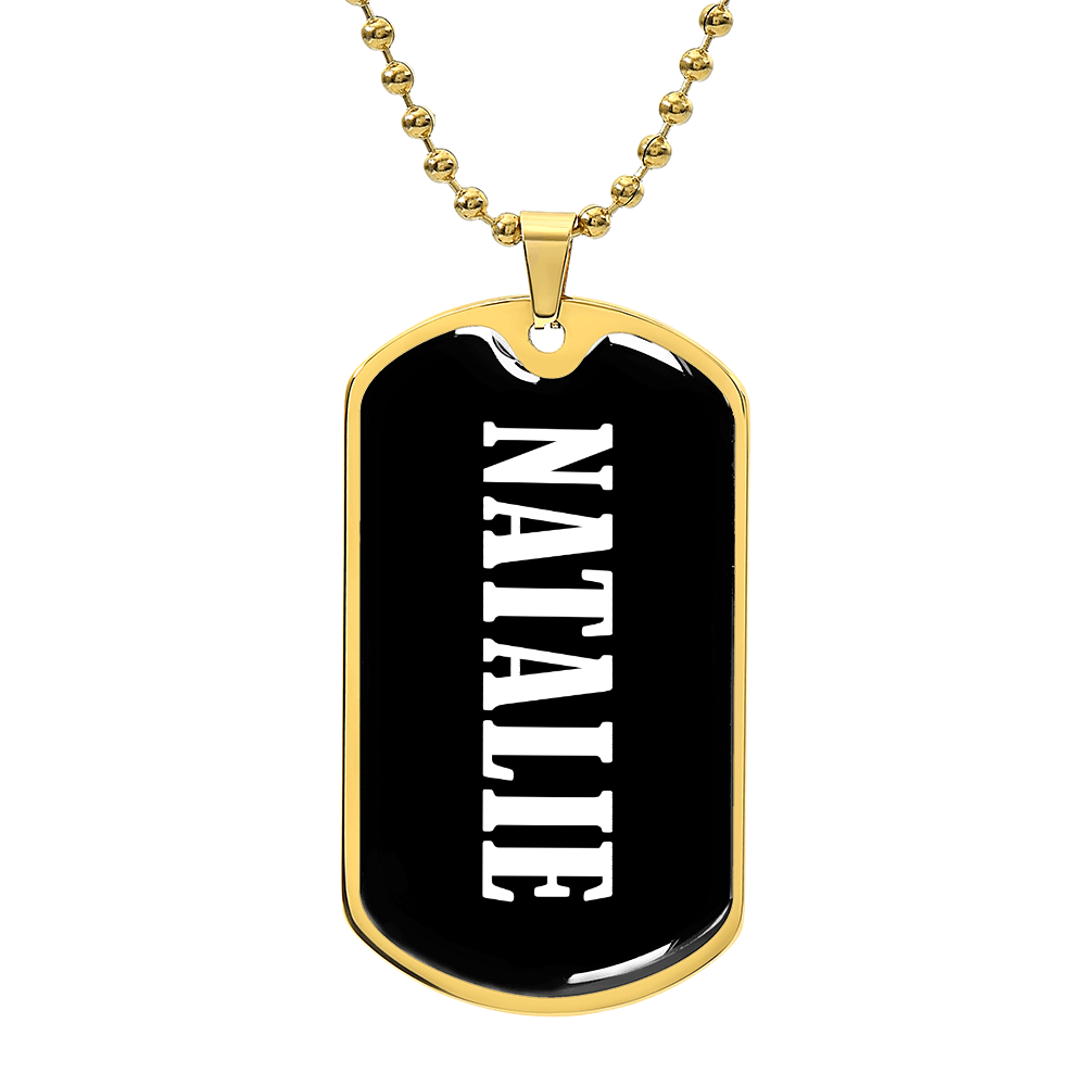Natalie v01w - 18k Gold Finished Luxury Dog Tag Necklace