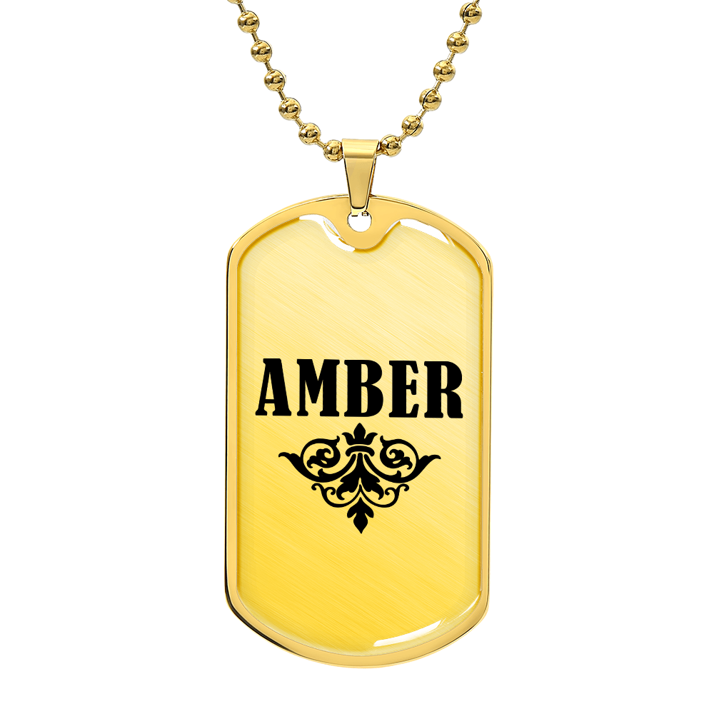 Amber v01a - 18k Gold Finished Luxury Dog Tag Necklace
