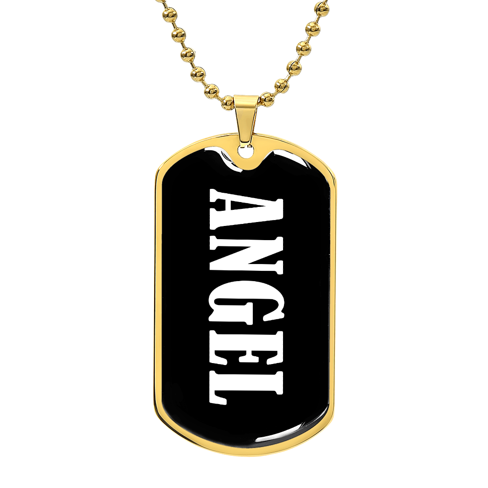 Angel v01w - 18k Gold Finished Luxury Dog Tag Necklace