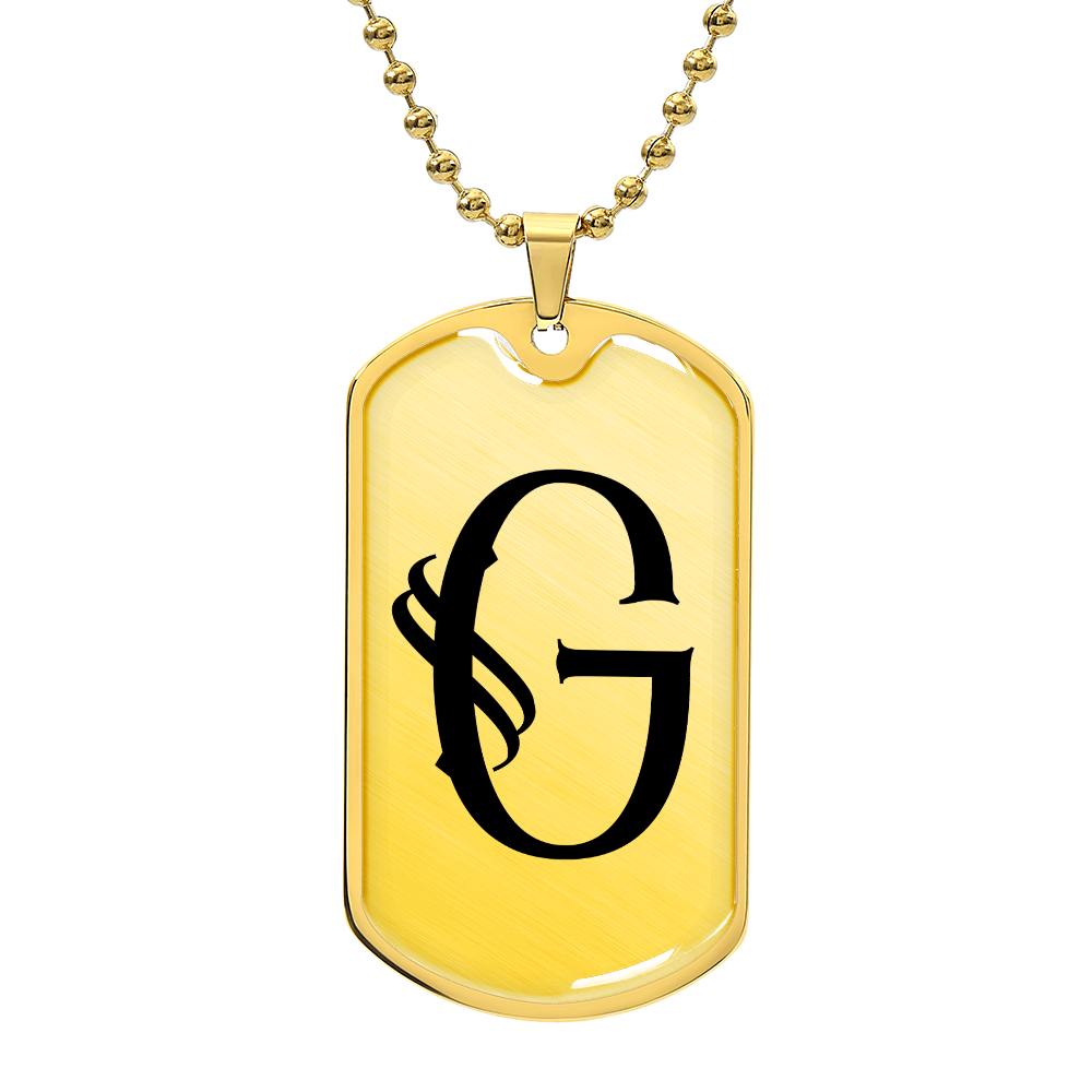 Initial G v001-31 - 18k Gold Finished Luxury Dog Tag Necklace