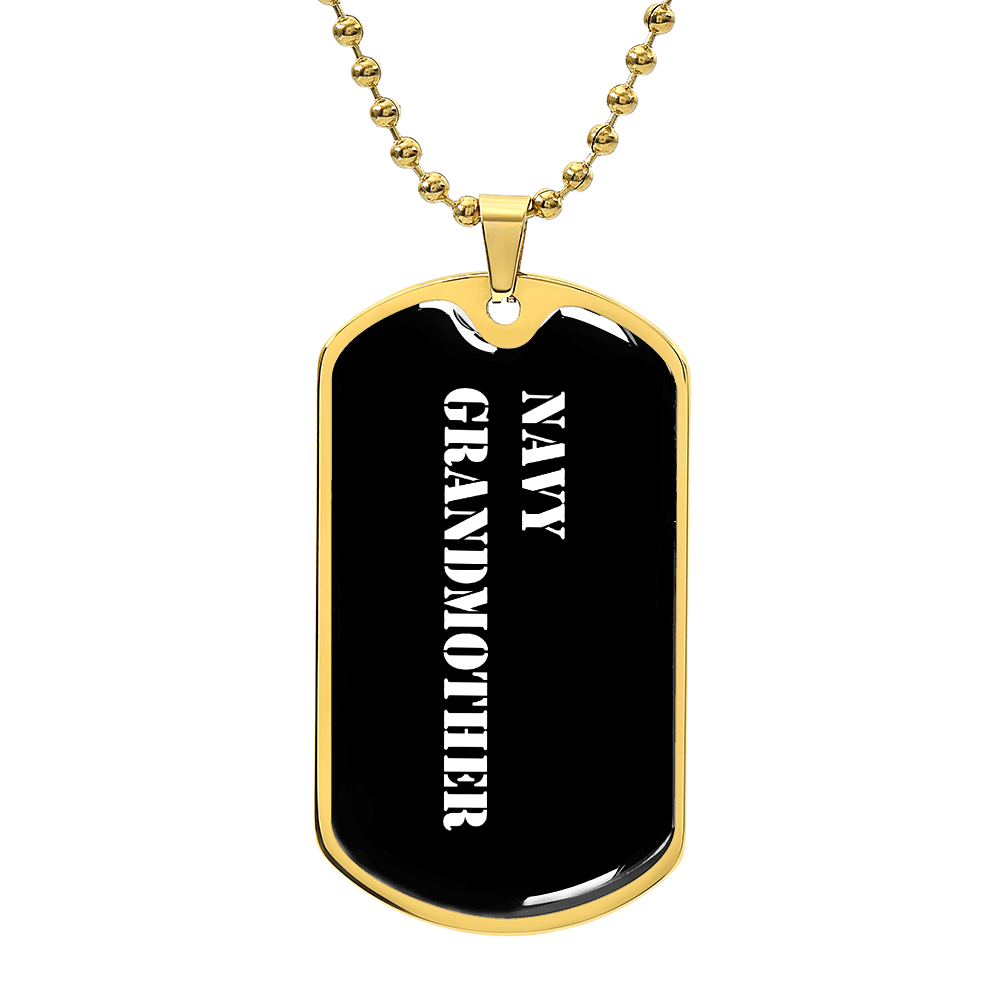Navy Grandmother v3 - 18k Gold Finished Luxury Dog Tag Necklace