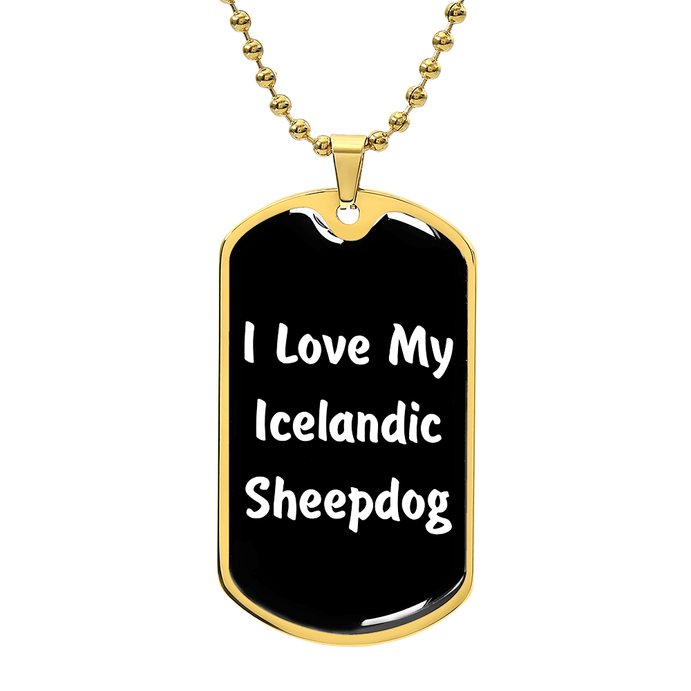 Love My Icelandic Sheepdog v6 - 18k Gold Finished Luxury Dog Tag Necklace
