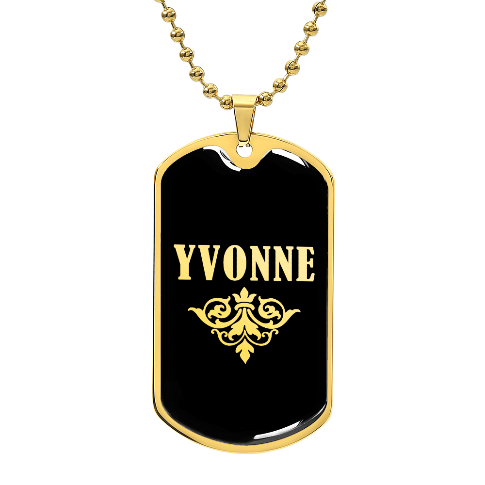 Yvonne v02a - 18k Gold Finished Luxury Dog Tag Necklace