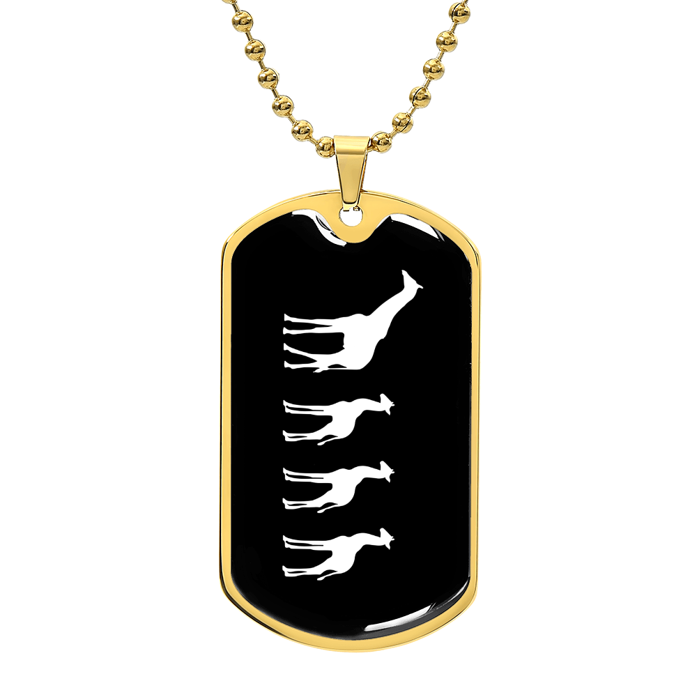 Mama Giraffe With 3 Calves v3 - 18k Gold Finished Luxury Dog Tag Necklace