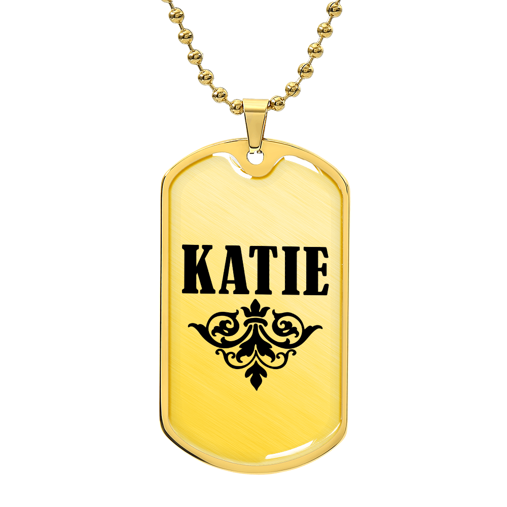Katie v01a - 18k Gold Finished Luxury Dog Tag Necklace