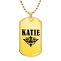 Katie v01a - 18k Gold Finished Luxury Dog Tag Necklace