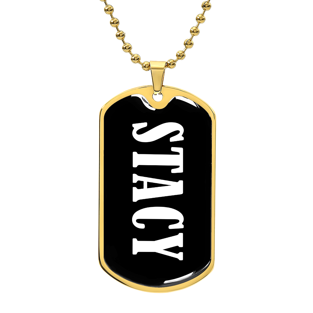 Stacy v01w - 18k Gold Finished Luxury Dog Tag Necklace