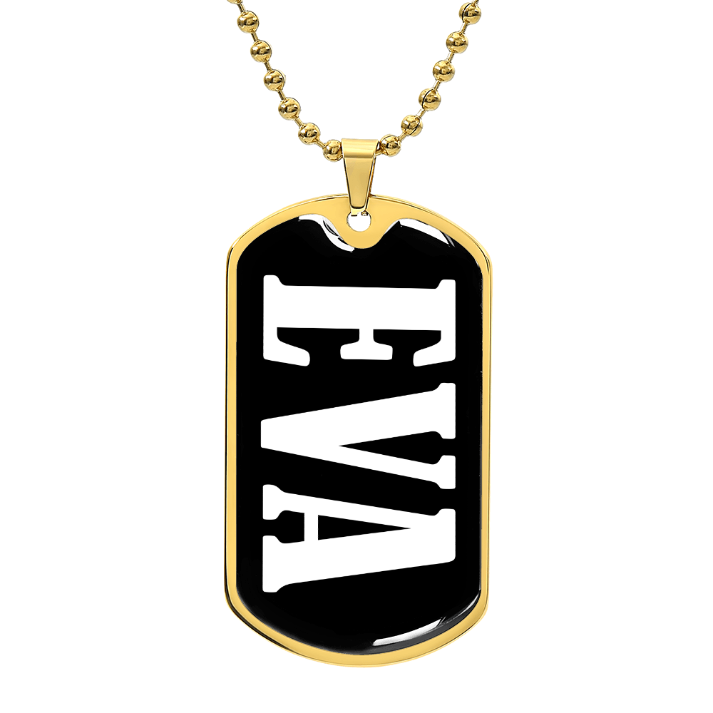 Eva v01w - 18k Gold Finished Luxury Dog Tag Necklace