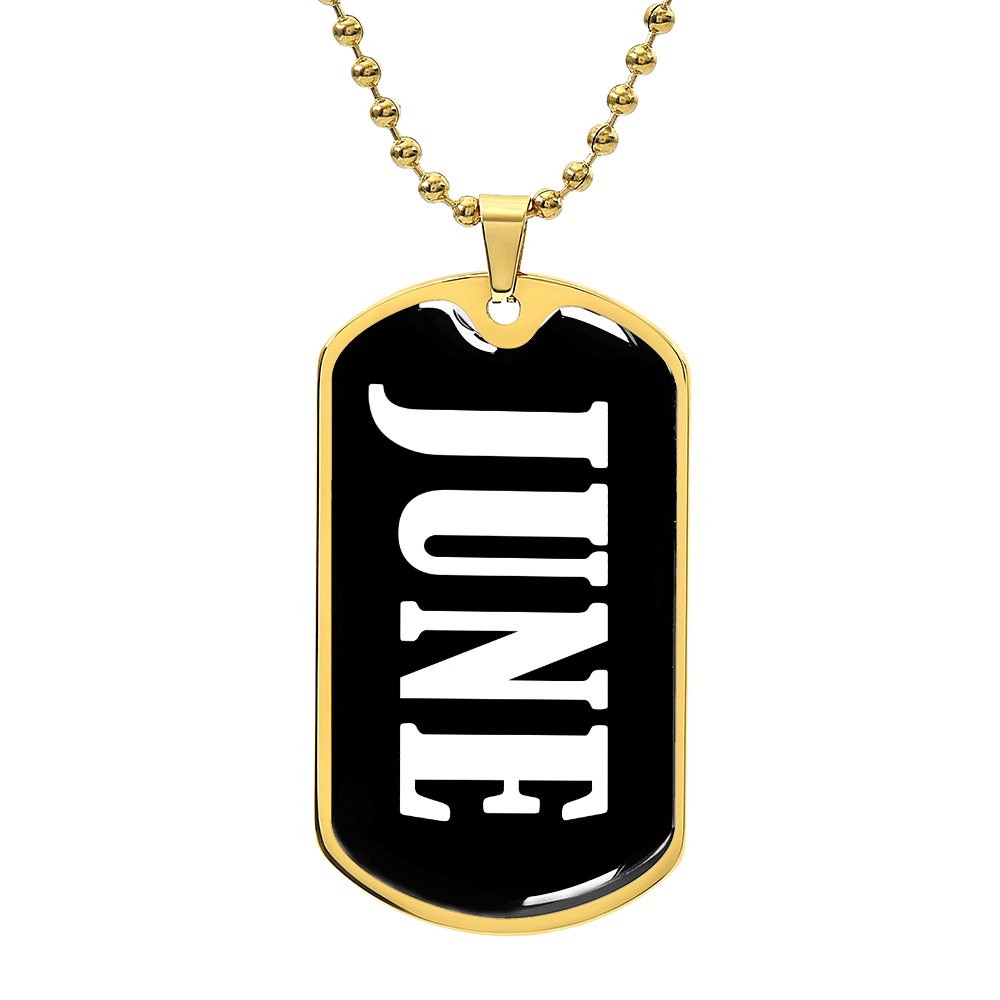 June v01w - 18k Gold Finished Luxury Dog Tag Necklace