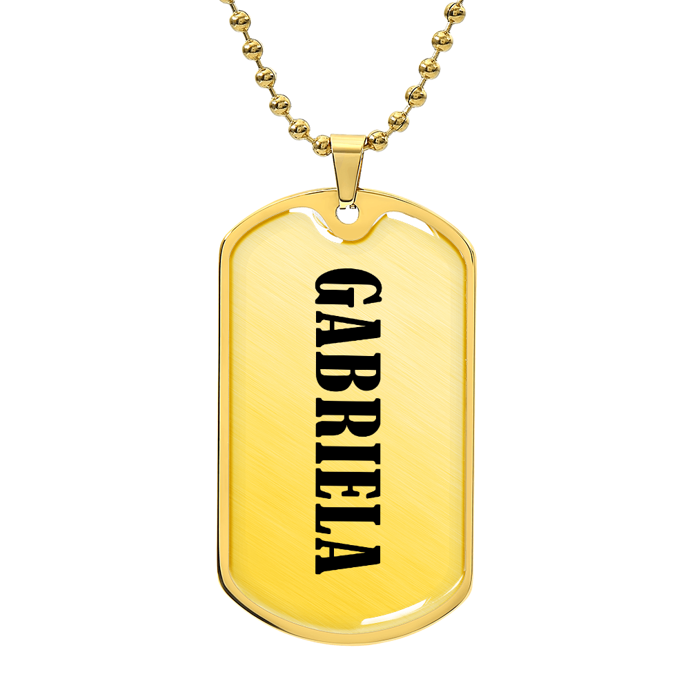 Gabriela v01 - 18k Gold Finished Luxury Dog Tag Necklace