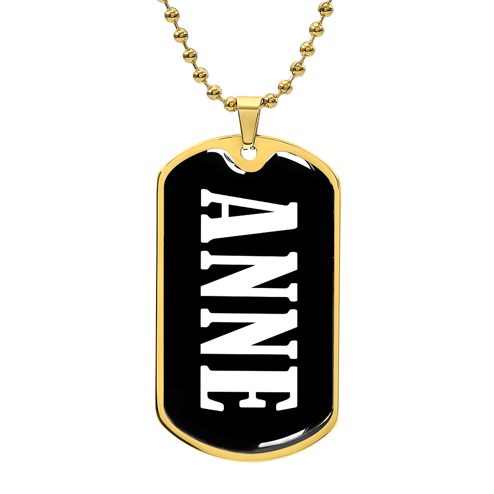 Anne v01w - 18k Gold Finished Luxury Dog Tag Necklace