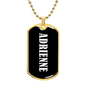 Adrienne v01w - 18k Gold Finished Luxury Dog Tag Necklace